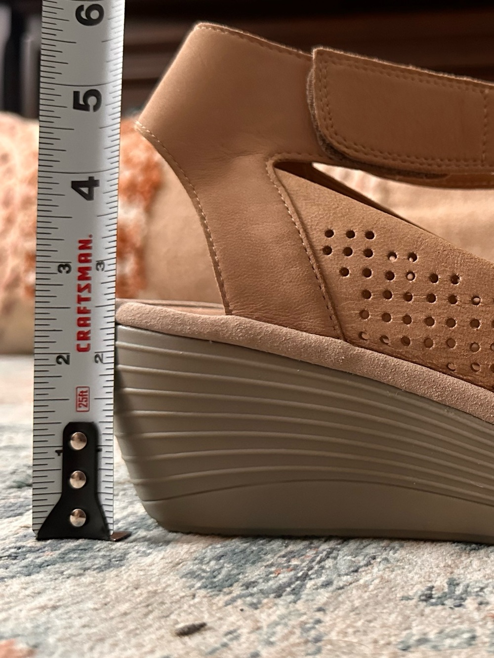 Clarks Women's Perforated Ankle-Strap Wedge Sandals in Tan - Picture 8 of 12